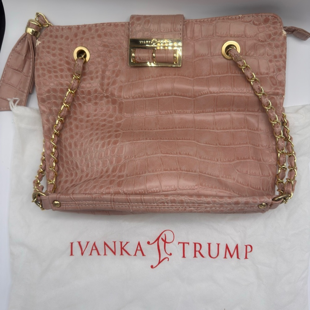 Ivanka Trump Blush Pink Faux Croc Shoulder Bag